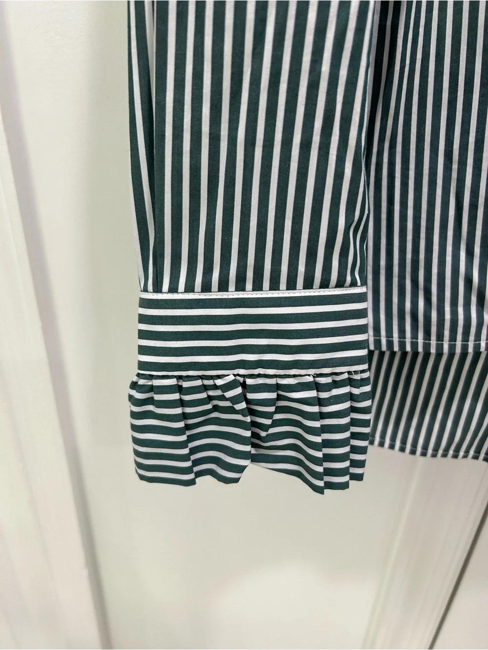 Vilagallo Green and White Striped Button-Down Shirt - Picture 2 of 4
